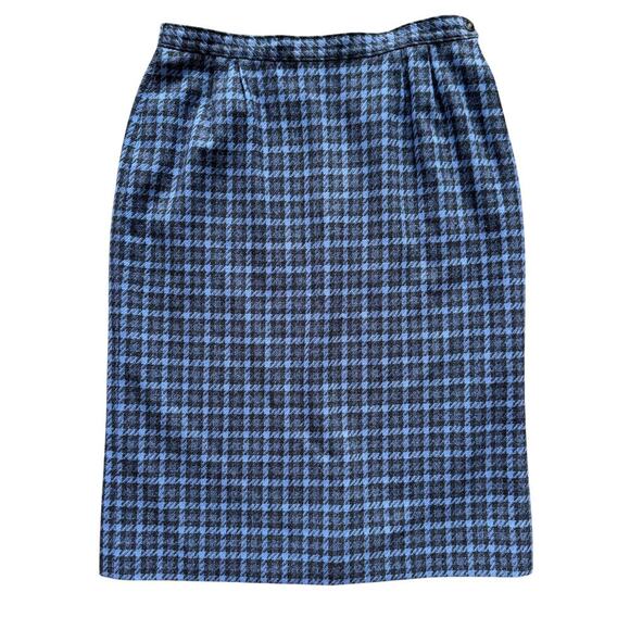 Pendleton Dresses & Skirts - Pendleton Vintage 100%‎ Wool Skirt Women Sz 12 Blue Gray Midi Houndstooth preppy